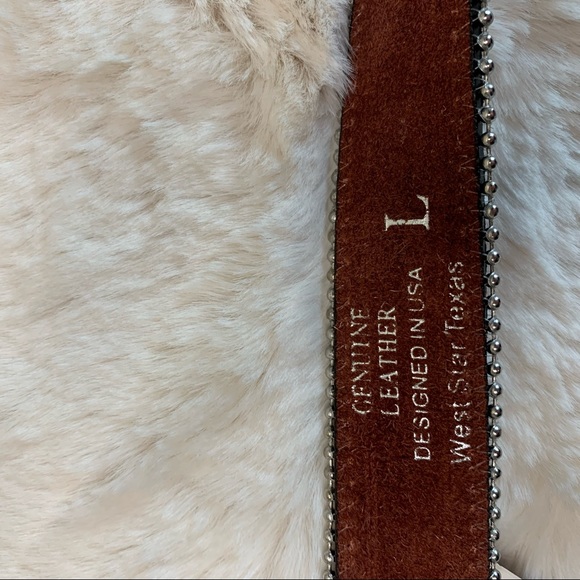 Men's West Star Texas Leather Bling Belt with Blue Crystal Conchos Size Large - Picture 6 of 11